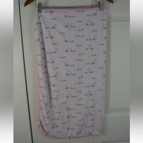 The Children's Place Elephants Holding Balloons Baby Blanket Pink Gray Thin - Picture 3 of 6